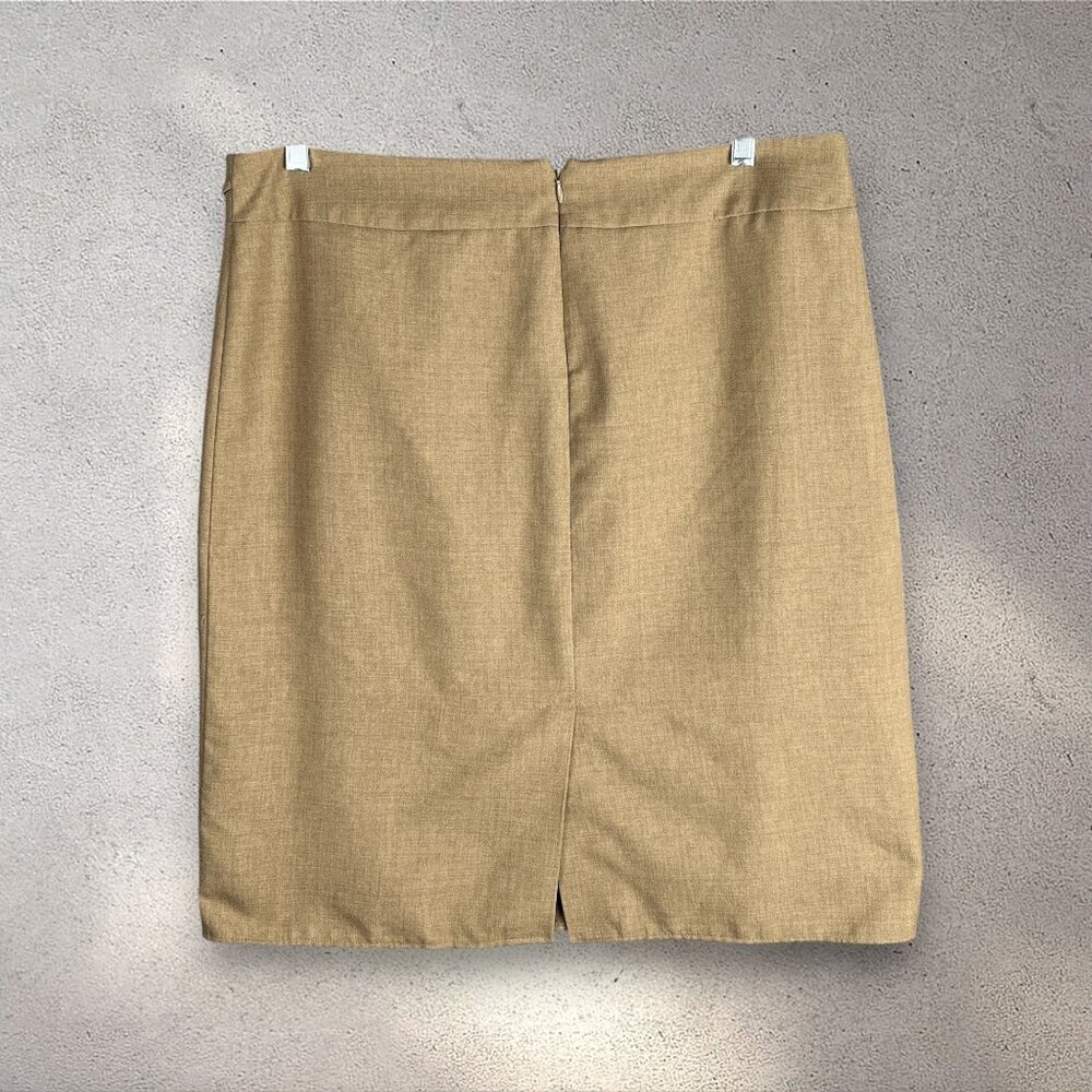 Pierre Cardin Tan Pencil Skirt Women’s 36X Mini Lined Preppy Soft Academia Work - Picture 2 of 11
